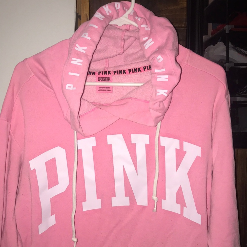 never worn pink hoodie with “pink” on the hood